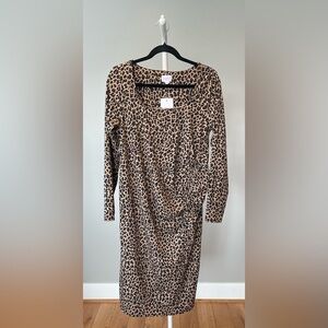Isabel Maternity by Ingrid & Isabel Animal Print Midi Dress Size Medium